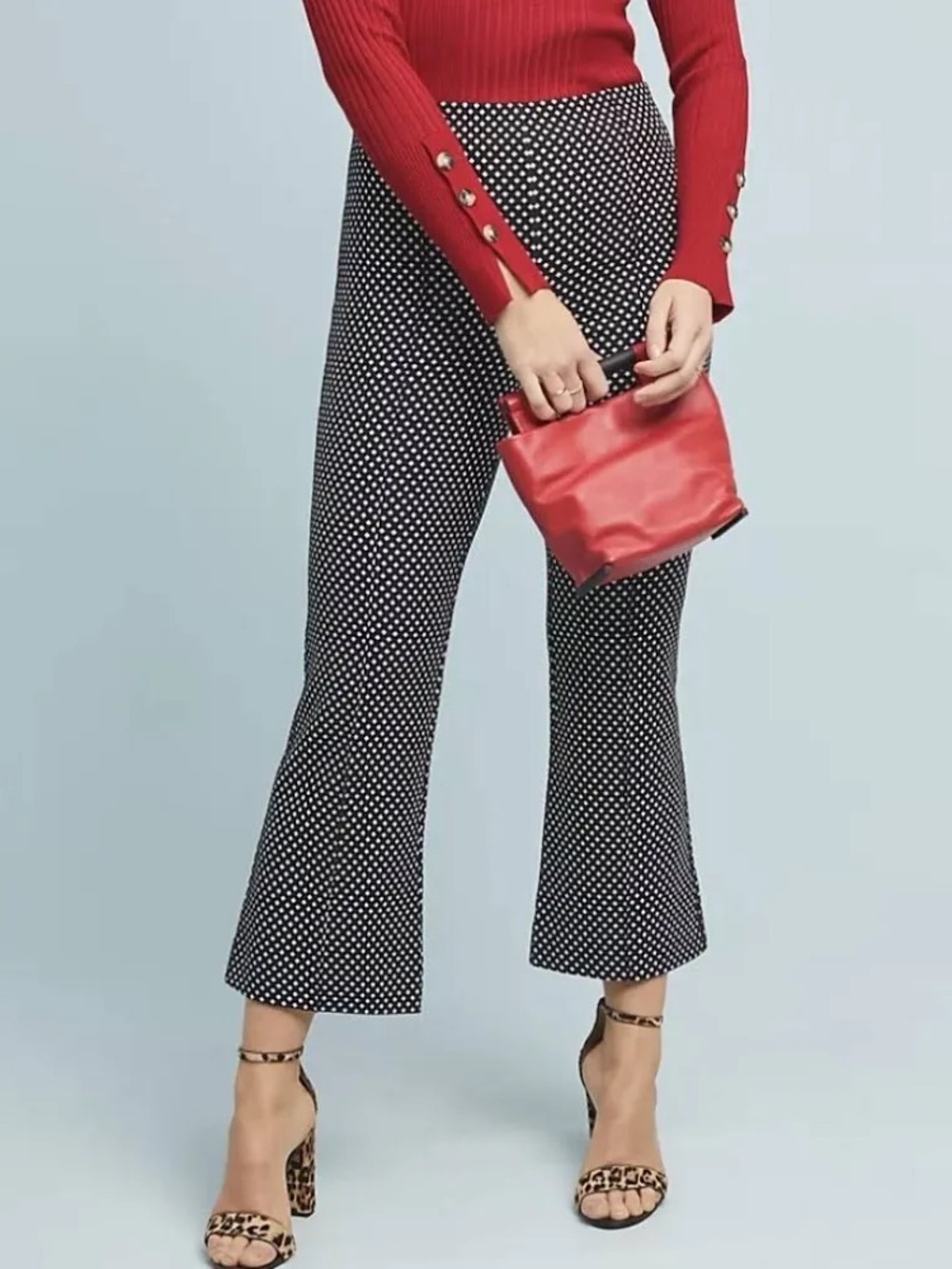 Anthropologie Essentials Cropped Flare Pants in Black Size M